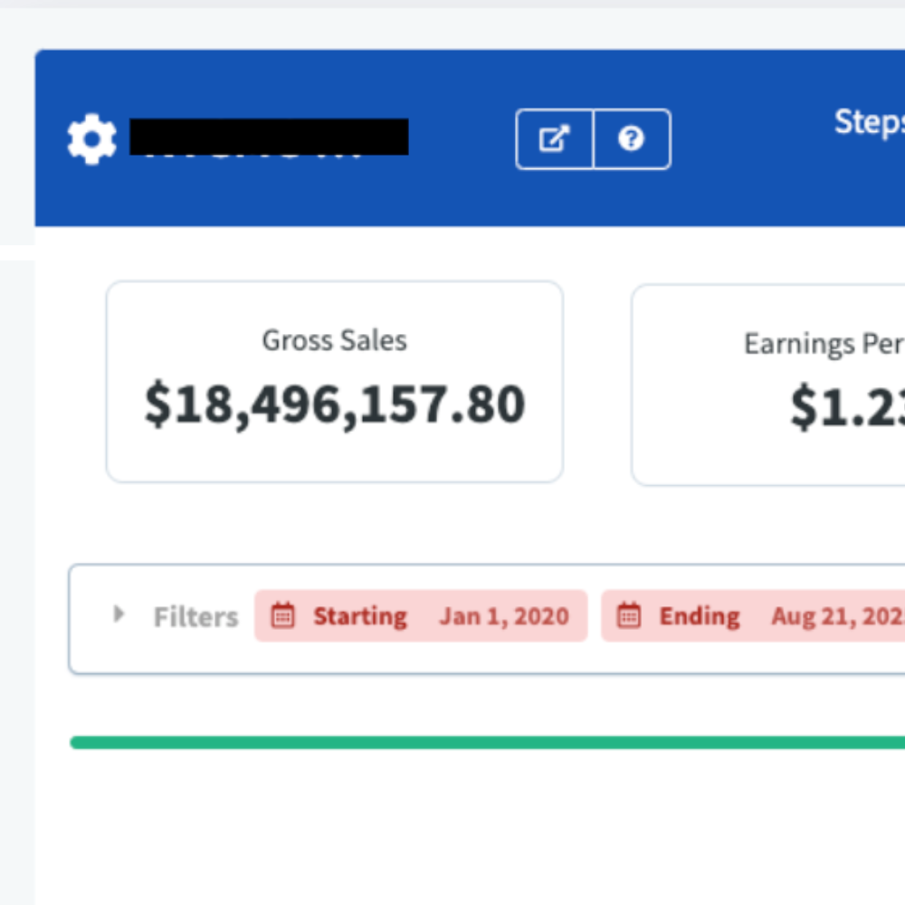 Revenue dashboard screenshot 2